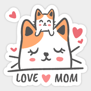 cat with his mother, happy mothers day Sticker